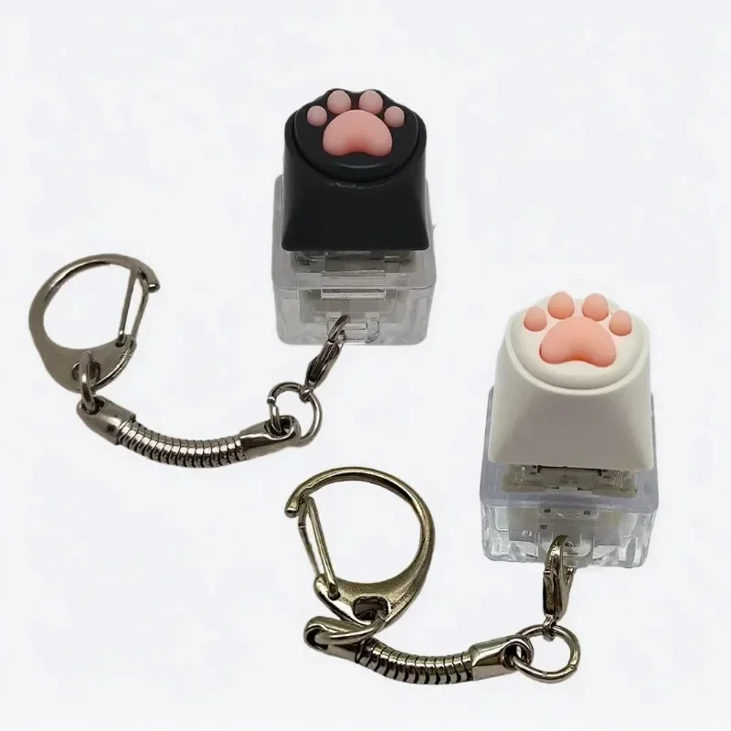 

Girl's Pink Backpack Can Be Hung on The Pencil Case Gift Keycap Silicone Cat Claw Key Chain Pressure Tester Back Bag Pendant