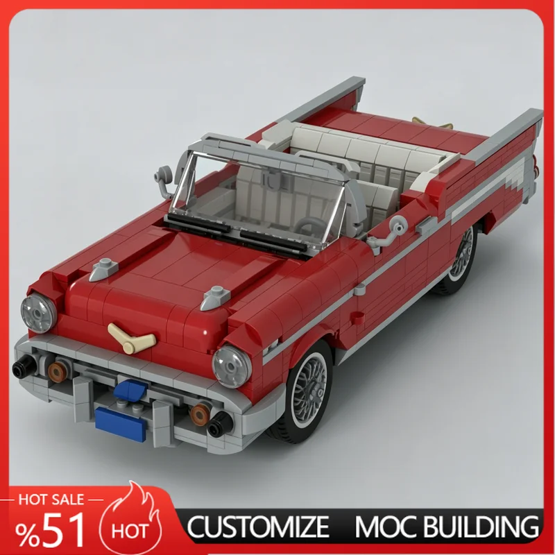 

1111PCS 1957 Chevy Convertible Classic Car Model Building Blocks 1:18 Scale Retro Vehicle Assembly Toy DIY Gift For Collectors