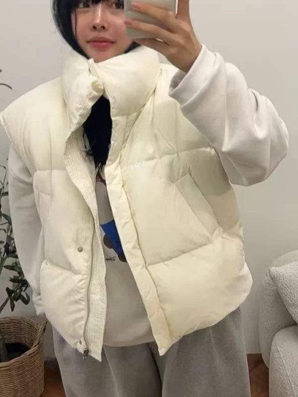 

Korean Faion Stand Collar Svel Thiened Bread Cotton Vest Women's Winter New Sle Outerwear Trendy