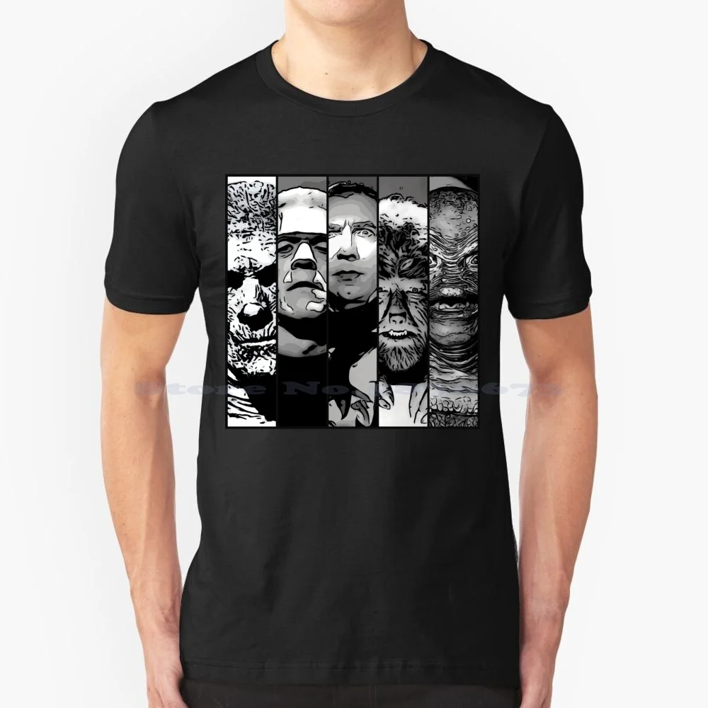 ¡Monstruos! Camiseta 100% de algodón, camisa Universal de monstruos, Drácula, Frankenstein, momia, Wolfman, criatura negra, Laguna, Horror clásico