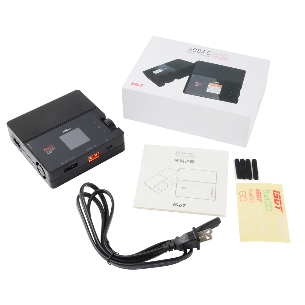 ISDT 608AC Smart Battery Charger & Discharger 60W AC & 200W DC 8A BattGo with Detachable Power Supply Electric PD Function
