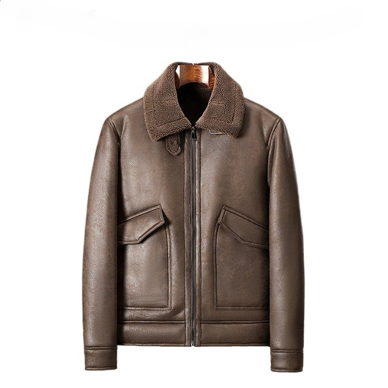 New Fashion Men Fur Integrated Jackets Double Sided Casual Coats Male Fleece Warm Particle Velvet Leather Jackets Winter Coats