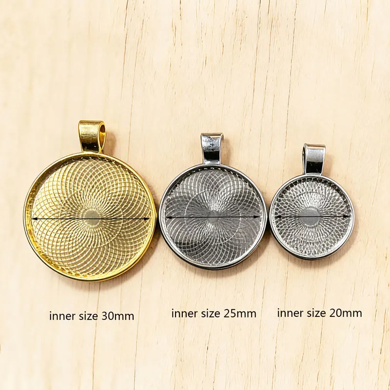 MJYA 10pcs Pendant Settings 20/25/30mm Cabochon Base Good Quality Plated Bezels Tray For DIY Jewelry Making Supplies Accessories