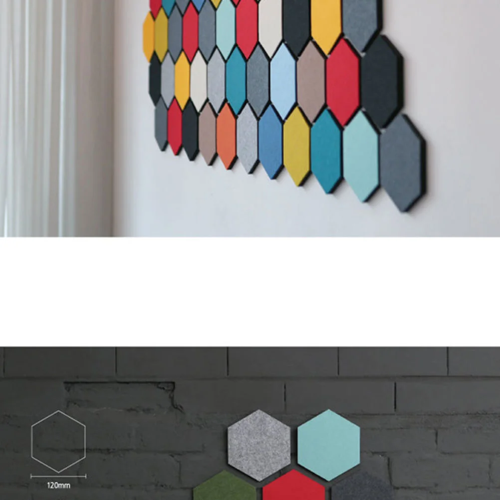 6 Pcs Wall Sticker Hexagon Self-adhesive for Home Message Board Felt Tile Stickers