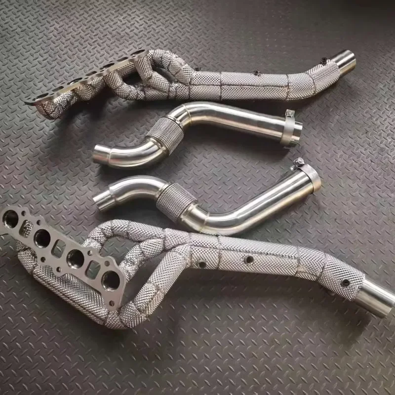 JTLD High Performance 304 Stainless Steel Header Catless with Heat Shield for Ford Mustang GT 5.0 V8 2017+
