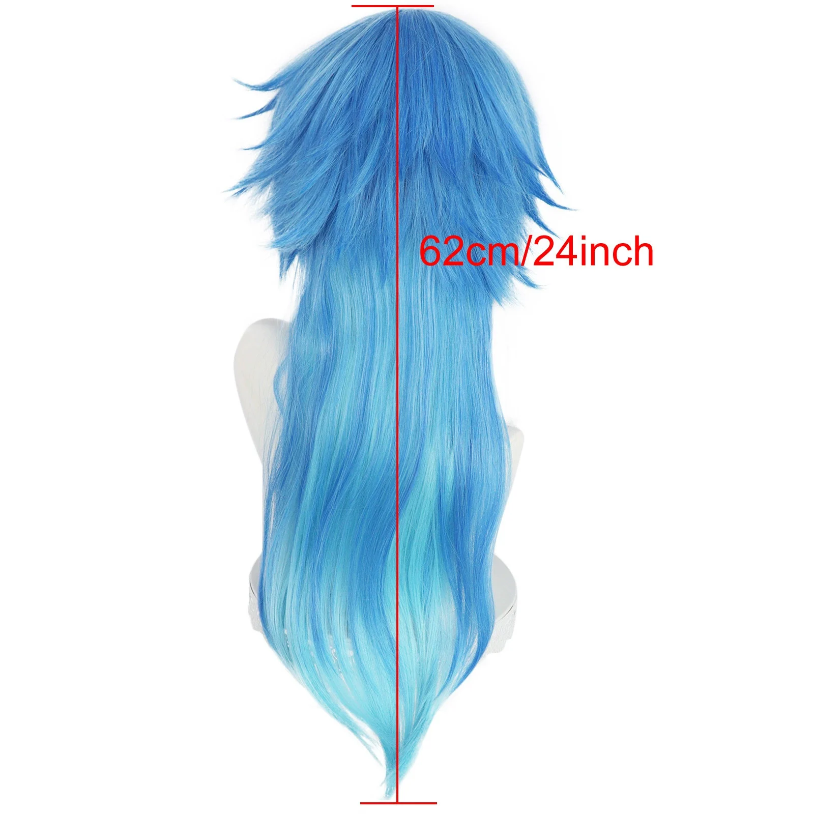 Dramatic Murder Hazel Fence Green Leaves Roleplay Wig Gradient Blue Heat-Resistant Synthetic Fiber Wig