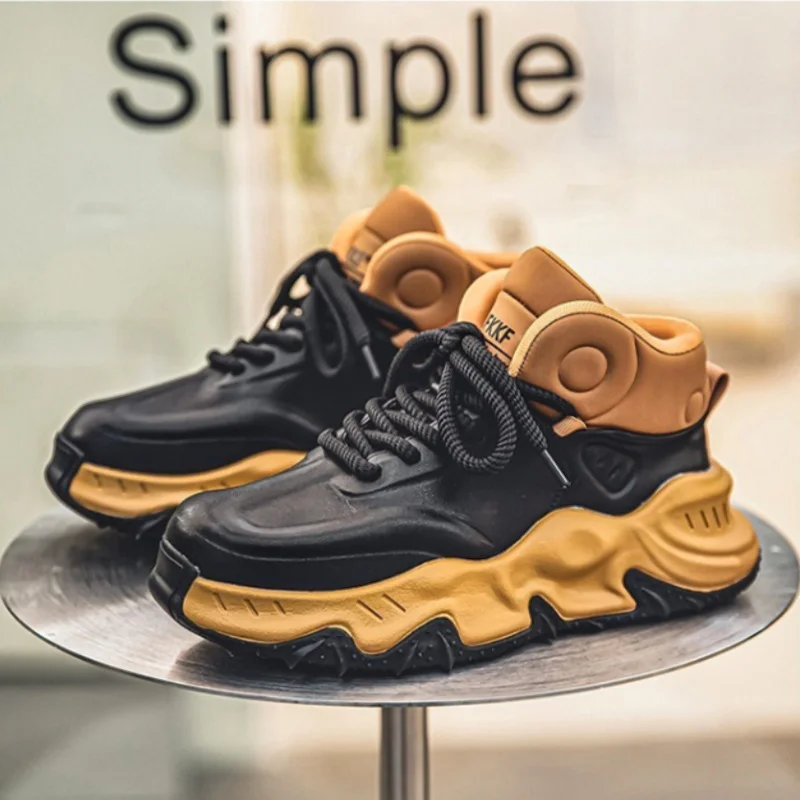 

2024 Men's Casual Shoes Non-slip Wear Comfor Fashiont Design Thick-Soled Wear Resistanc Shock Absorption Men Mid-Top Shoes