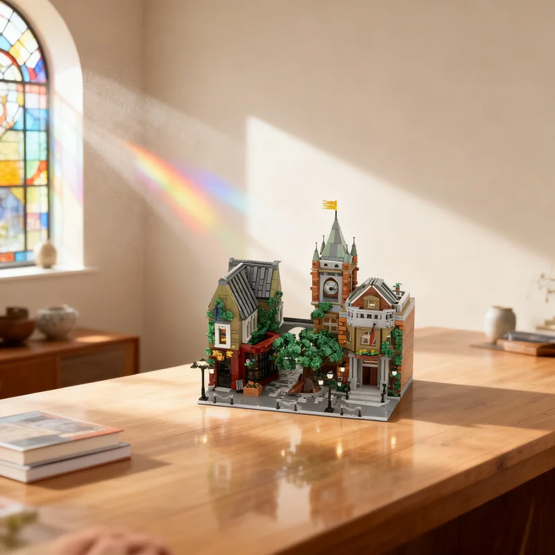 

4790 деталей MOC: Модульная модель городской площади, строительные блоки, подарок для самостоятельной сборки, креативный коллекционный декор, премиум-класс для взрослых