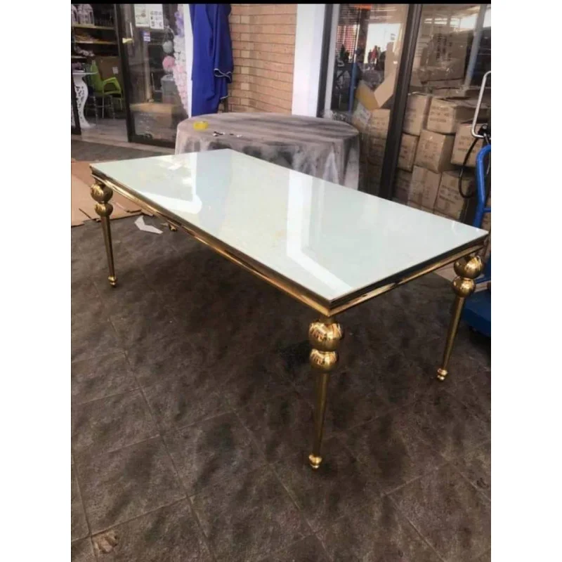 custom.DreamLike Factory Modern Home Stainless Steel Frame Dinning Table Set Furniture Luxury Dining Table Wedding Table