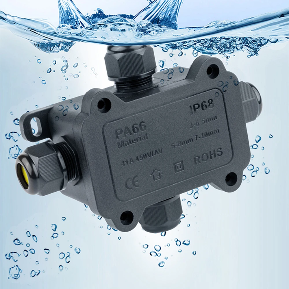 IP68 Outdoor Waterproof Junction Box Black 2/3/4 Way Mini Connector Box With PC Plastic And Terminal Designed For Buried Wiring - Image 5
