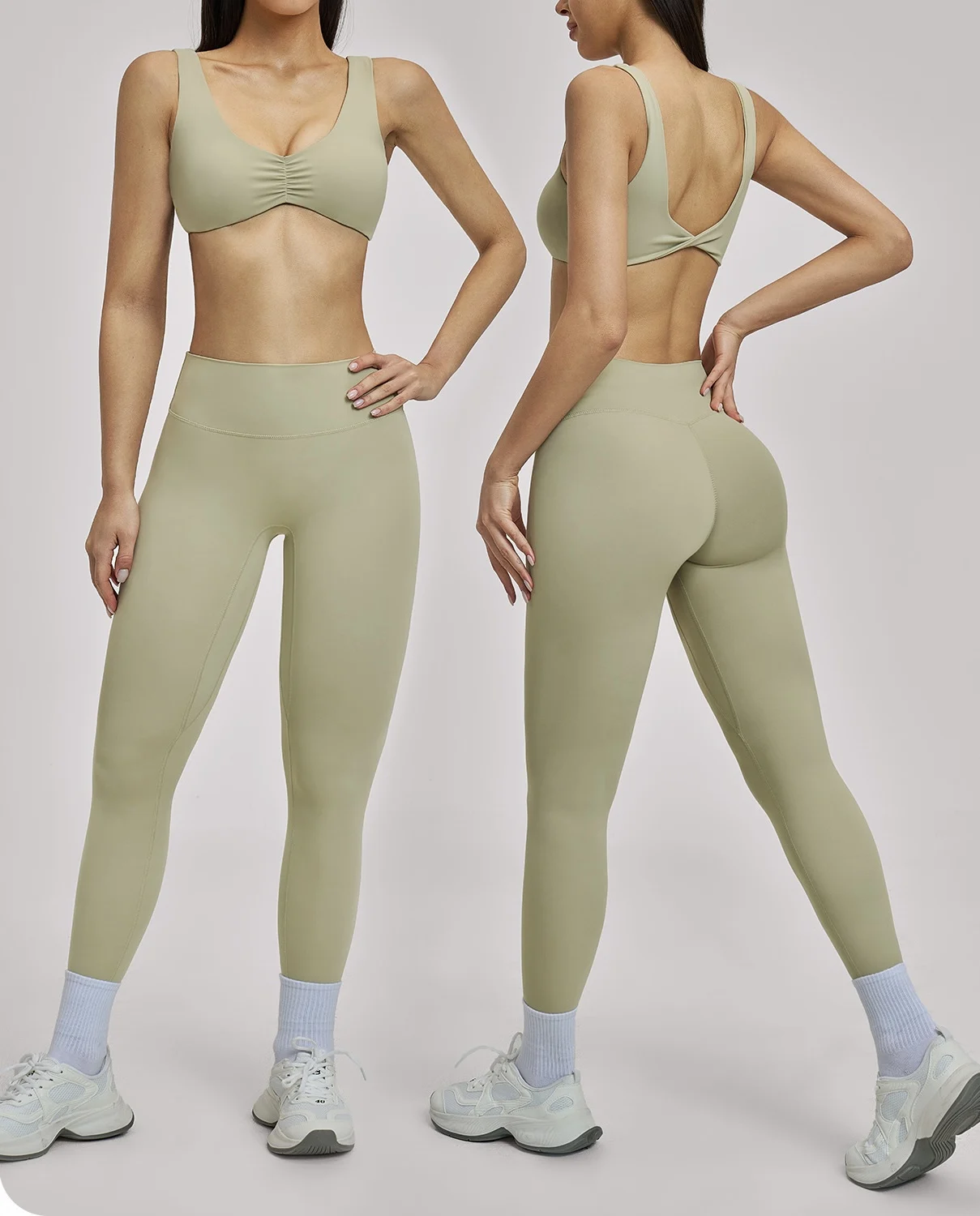 

Спортивный комплект Ningyu из 2 предметов: топ-бра для высокоинтенсивных тренировок и леггинсы с высокой талией для йоги и фитнеса, женская одежда для йоги