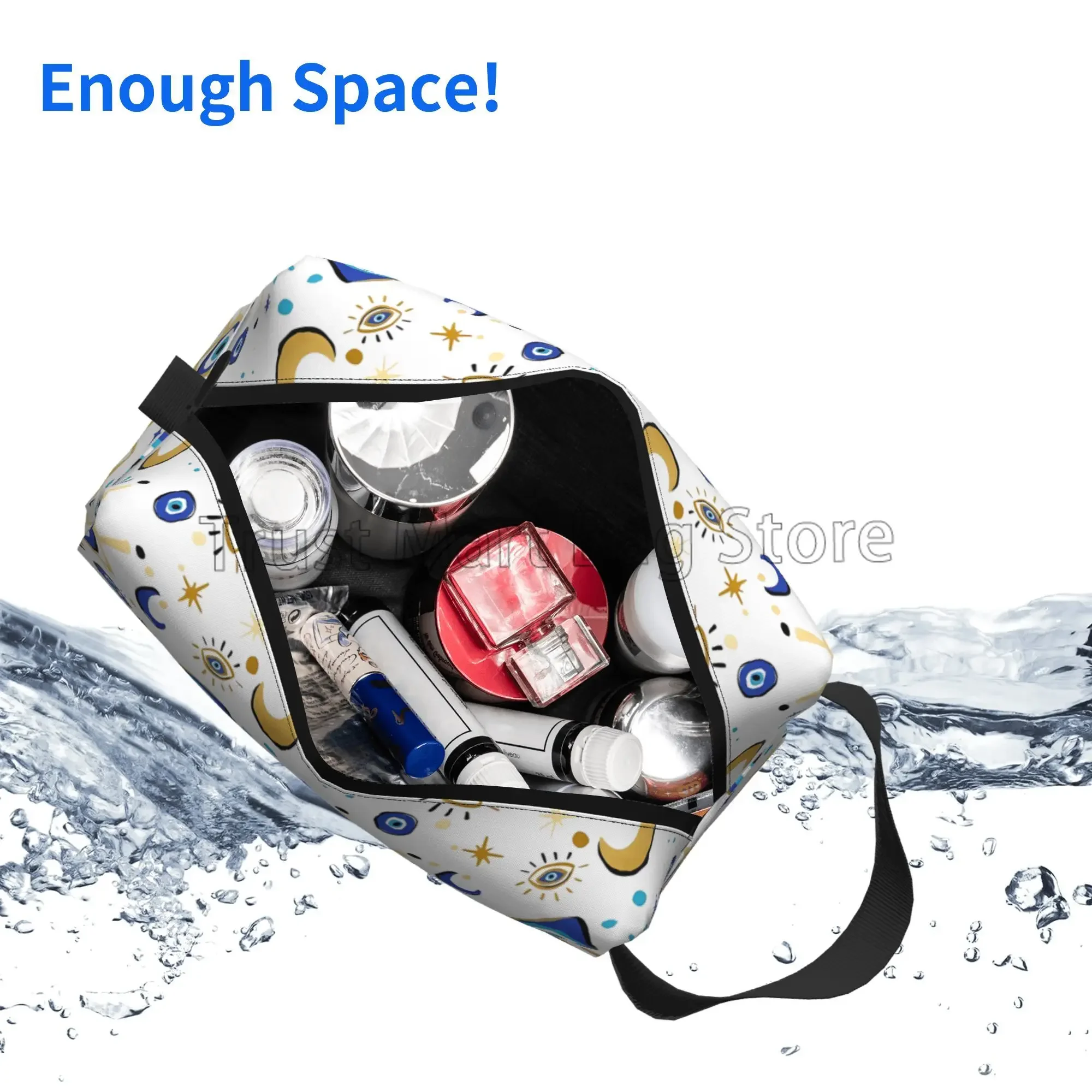 Abstract Evil Eye Print Cosmetic Bag for Women Waterproof Large Capacity Travel Makeup Bag Toiletry Accessories Organizer