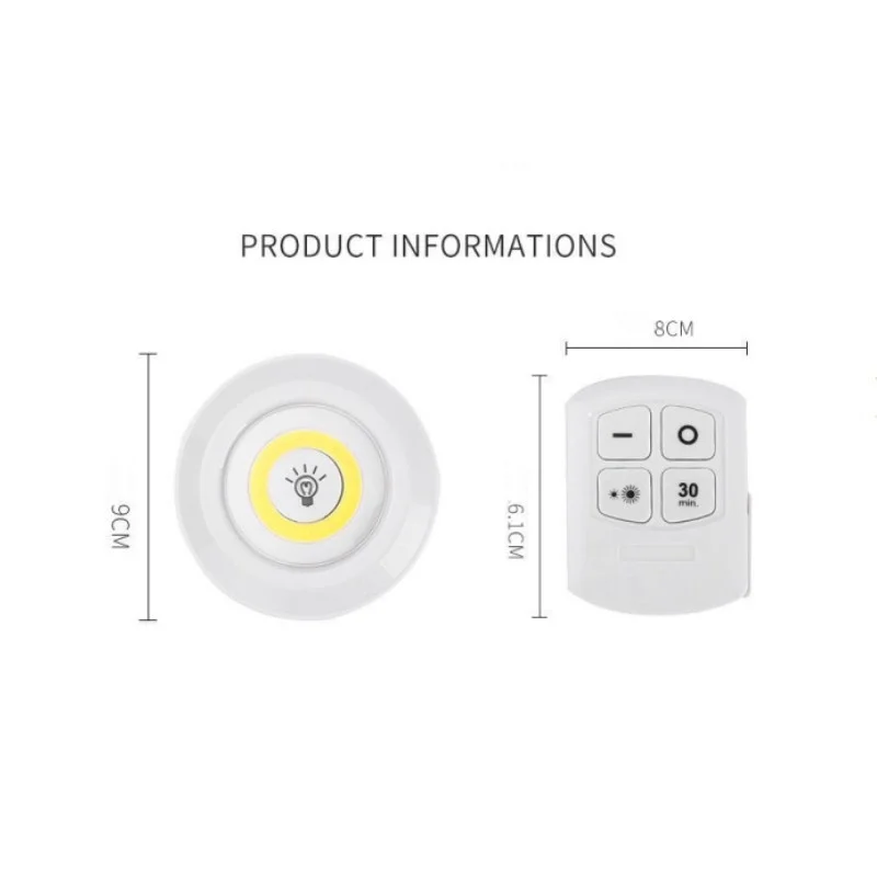 3W Dimmable LED Cob Under Cabinet Light LED Wireless Remote Control Dimmable Wardrobe Night Lamp Home Bedroom Kitchen Nightlight