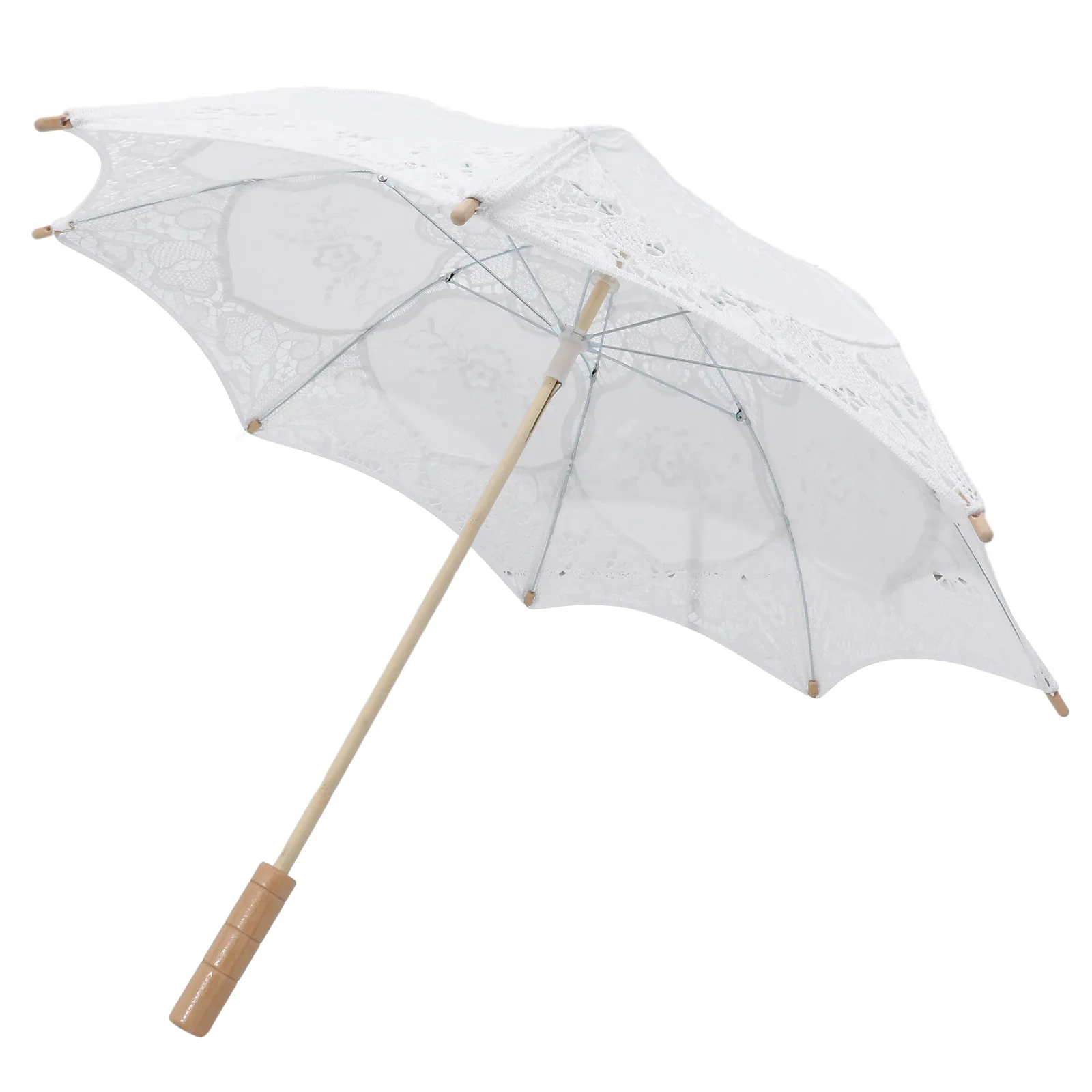 Large Lace Bridal Parasol for Wedding Photography – Elegant Flower Embroidered Decorative Umbrella