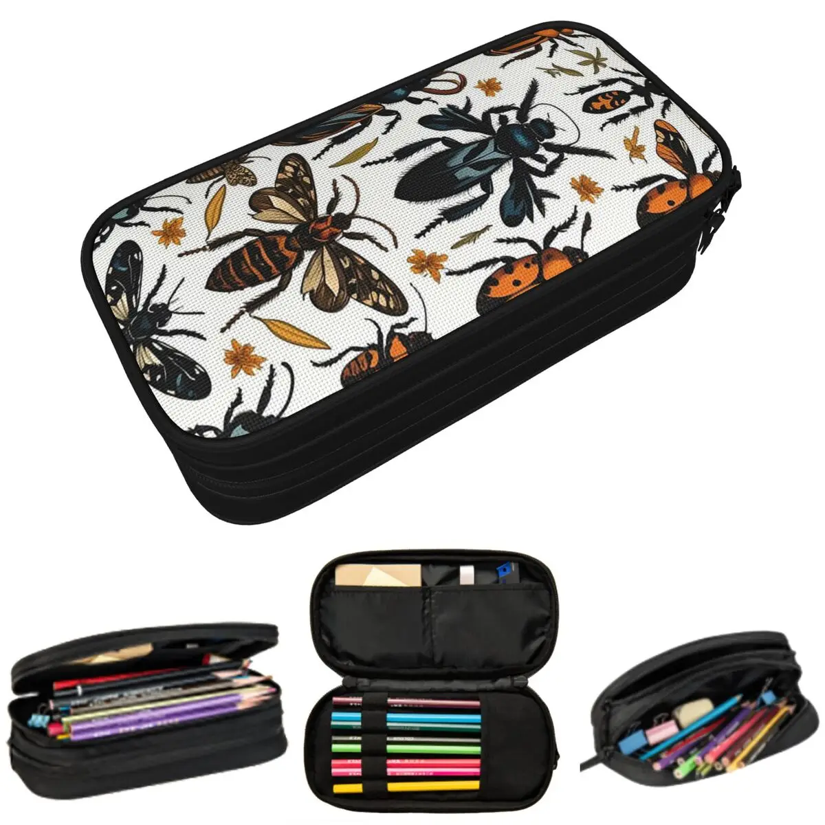 

Vintage Beetle And Bug Insect Pattern Pencil Case for Boys Girls Gifts Pen Box Pencil Bag Stationery Supplies Pen Holder Bag