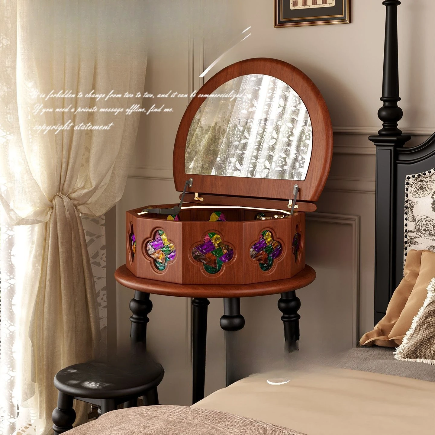 French retro dresser all solid wood small apartment household dressing table table medium antique bedroom light luxury advanced