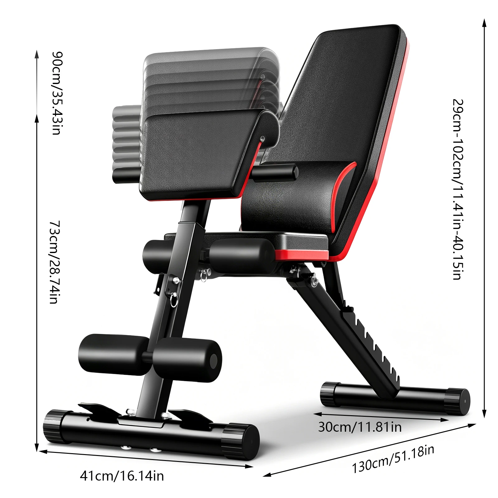 Verstellbare Trainingsbank mit Beinverlängerung, klappbare Hantelbank mit Neigungsverstellung, maximale Belastung 350 kg, Ganzkörper-Trainings-Fitnessbank – Detail 3