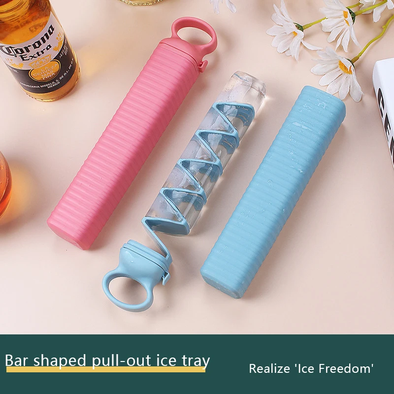 

New Pull-out Ice Tray Food Grade Plastic Ice Maker Home Portable Ice Box Mold Ice Making Simple Ice Box