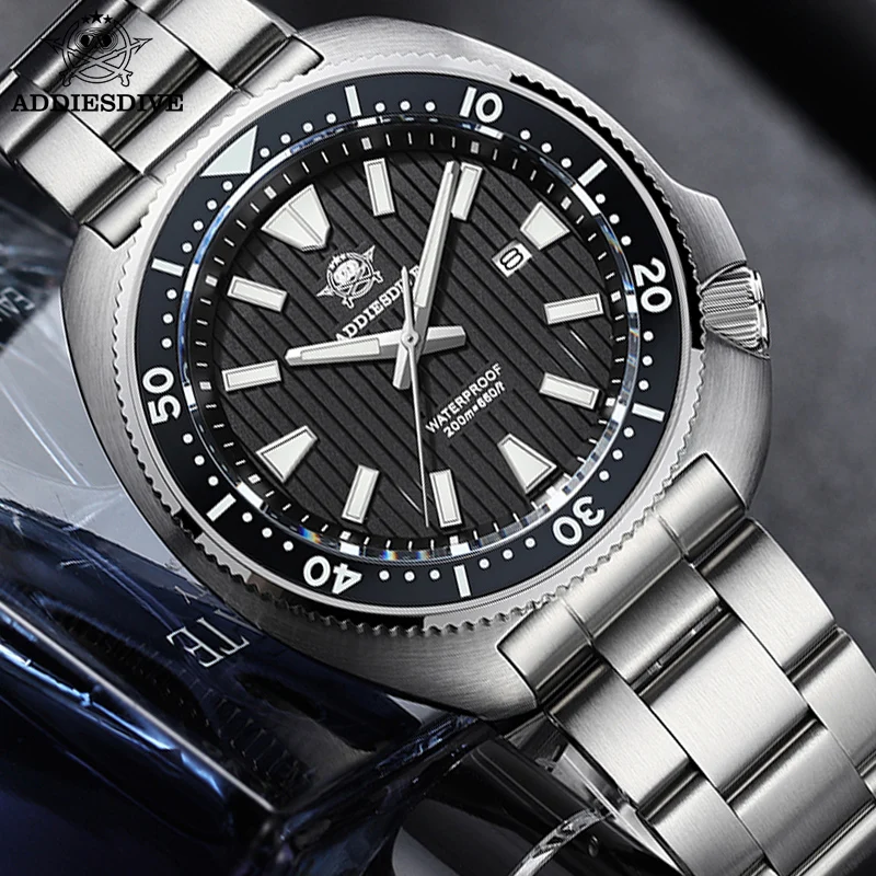 

ADDIESDIVE Новые мужские часы, кварцевые наручные часы, сапфировое стекло, керамический светящийся безель, водонепроницаемость 200 м, высококачественные роскошные часы