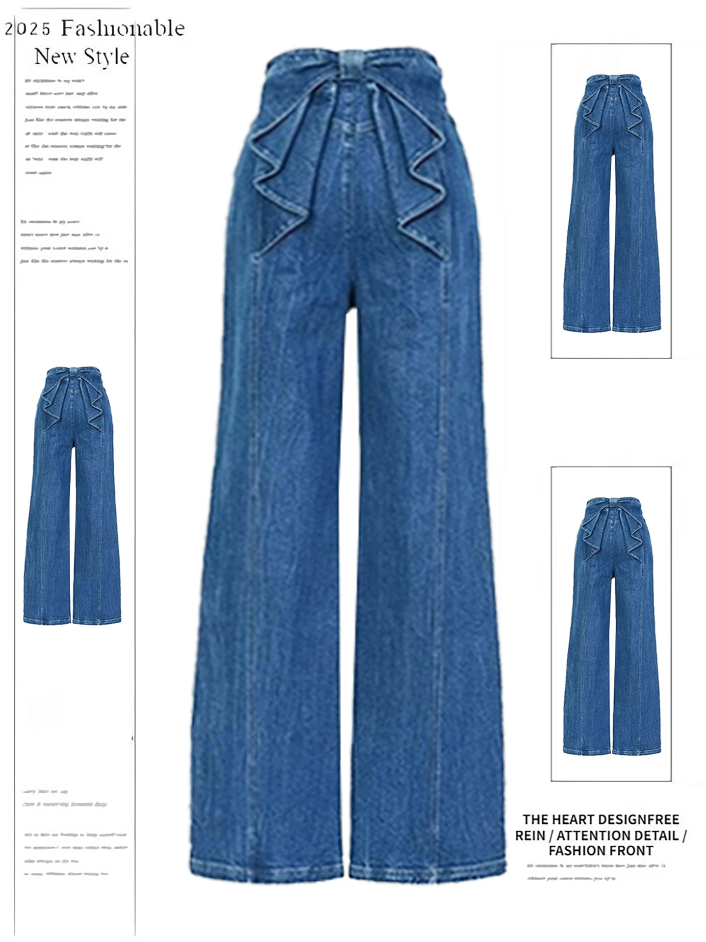 

Расклешенные джинсы, женские джинсы с высокой талией и узлом, повседневная зимняя одежда, синие джинсы, свободный крой, без стрейч, китайский бренд