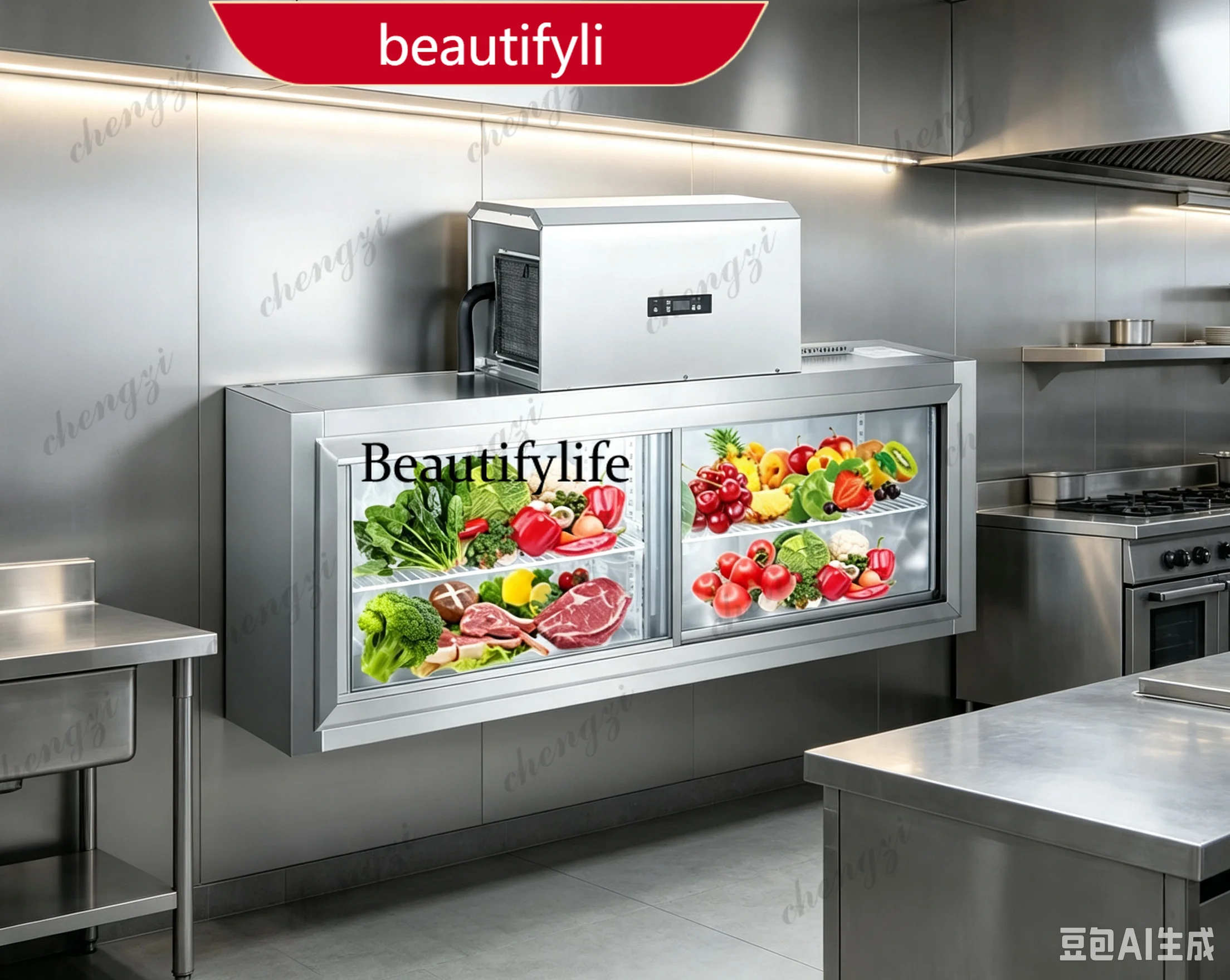 A55 Embedded Wall-mounted Commercial Refrigerator Hanging Fresh Keeping Refrigerated Display Cabinet For Business Scenarios
