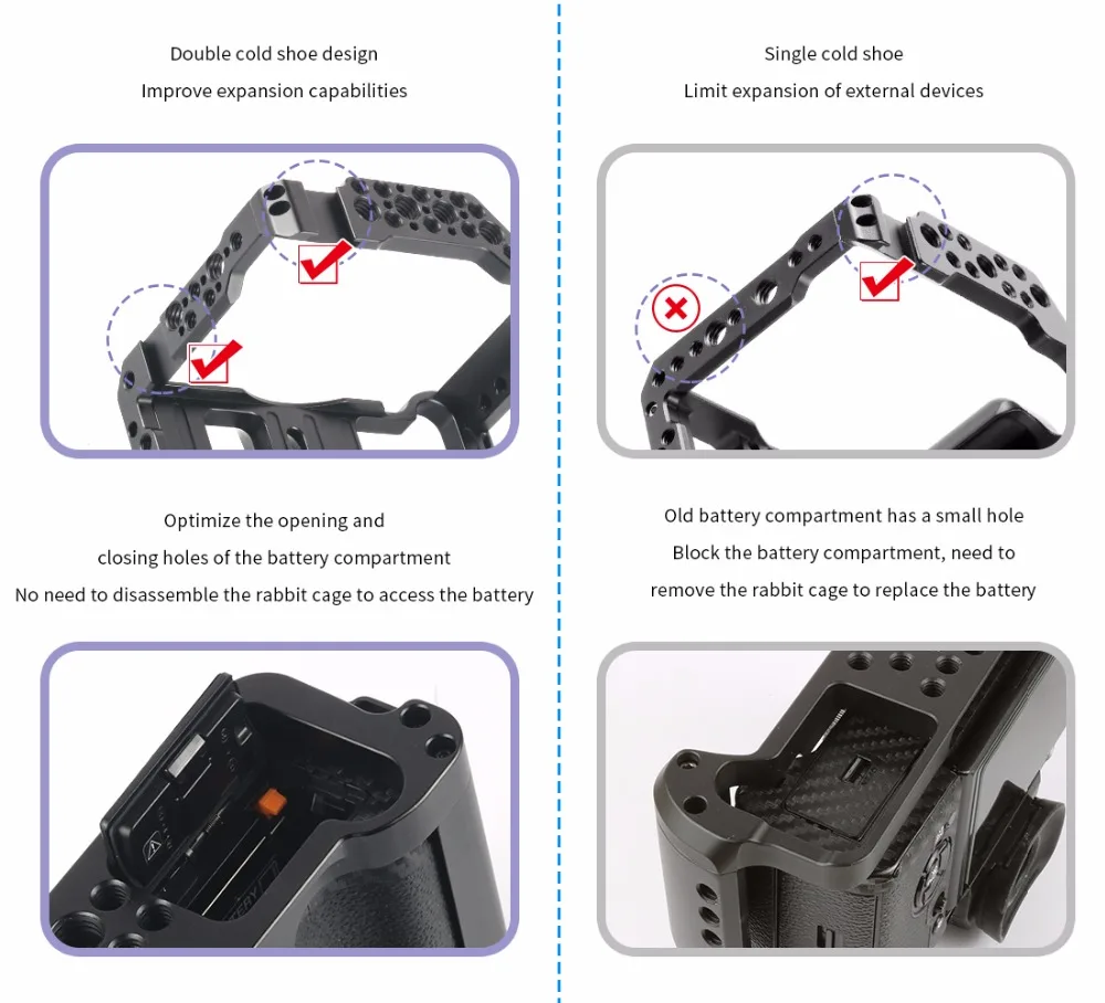 Aluminium SLR Kamera Käfig für Fujifilm X-T3 /XT3/XT2 /X-T2 DSLR Rig Schutzhülle Abdeckung mit Top griff Grip Kalten Schuh Montieren – Detail 11