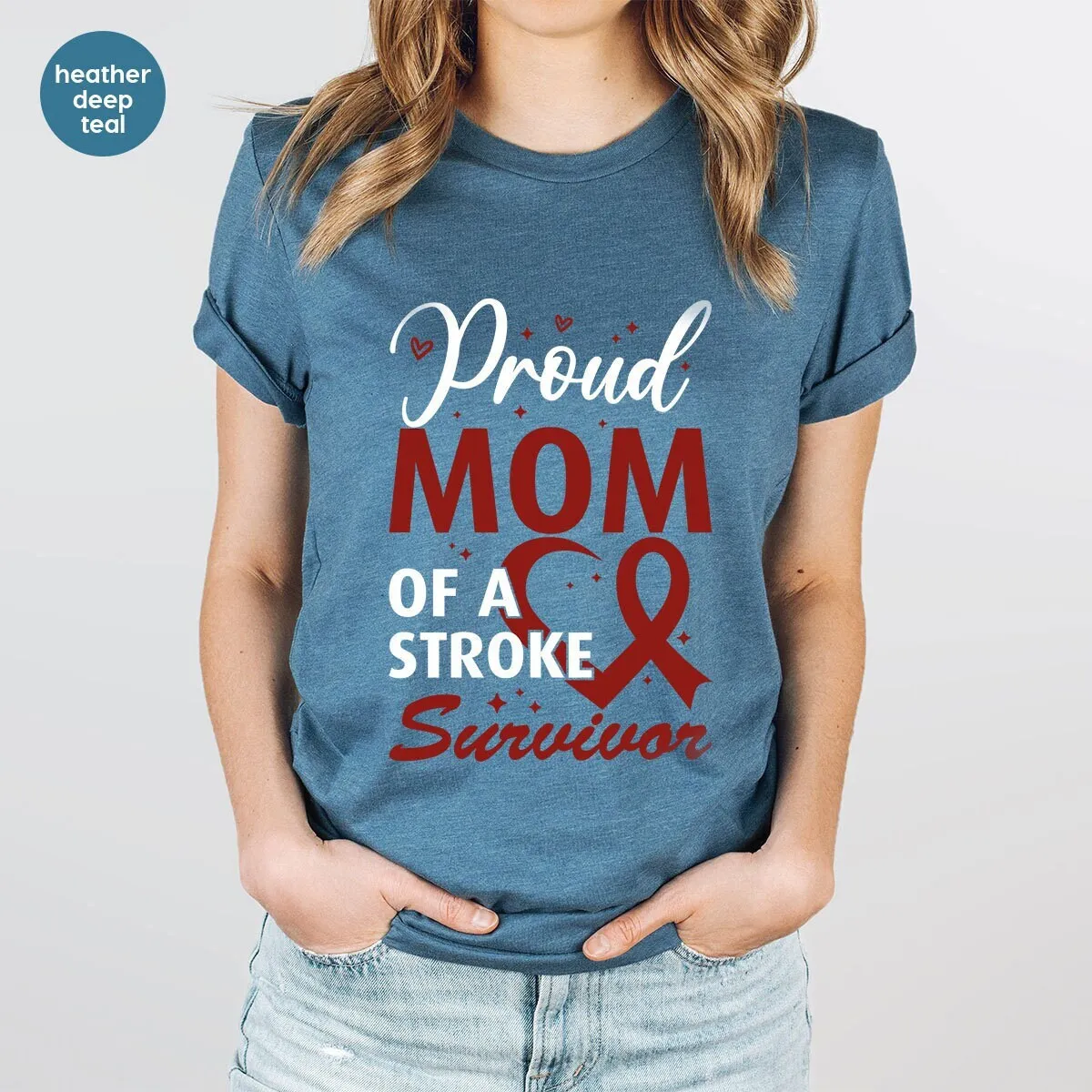 

Stroke T Shirt Survivor Support Awareness Ribbon Mom