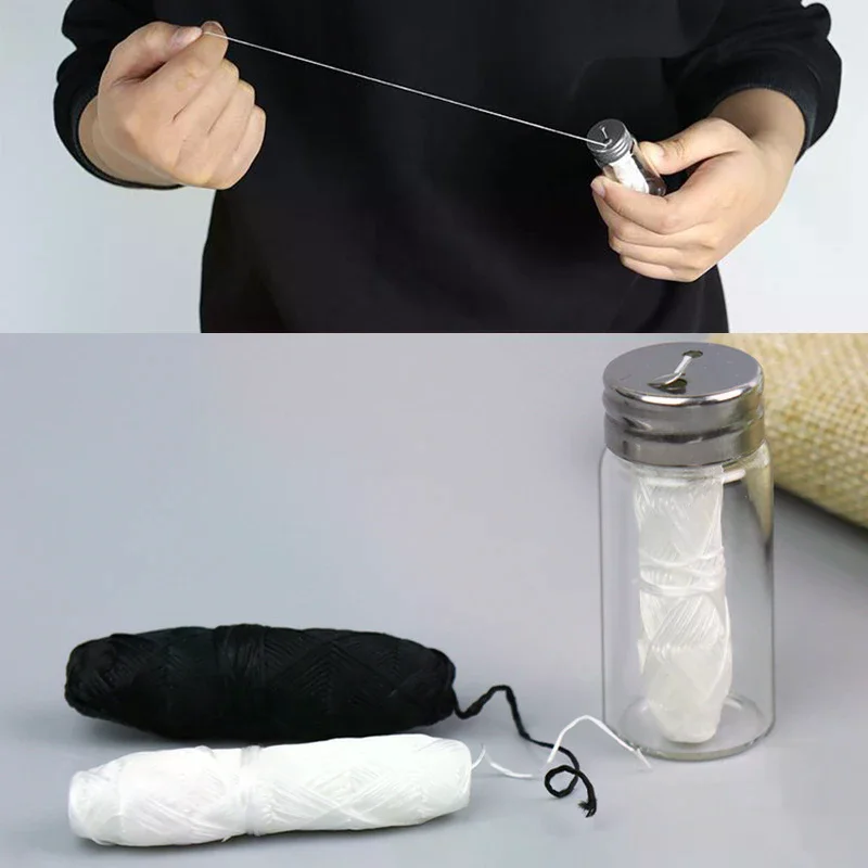 30m Vegan Biodegradable Bamboo Charcoal Dental Floss With Refillable Glass Holder Mint Flavored Tiny Floss