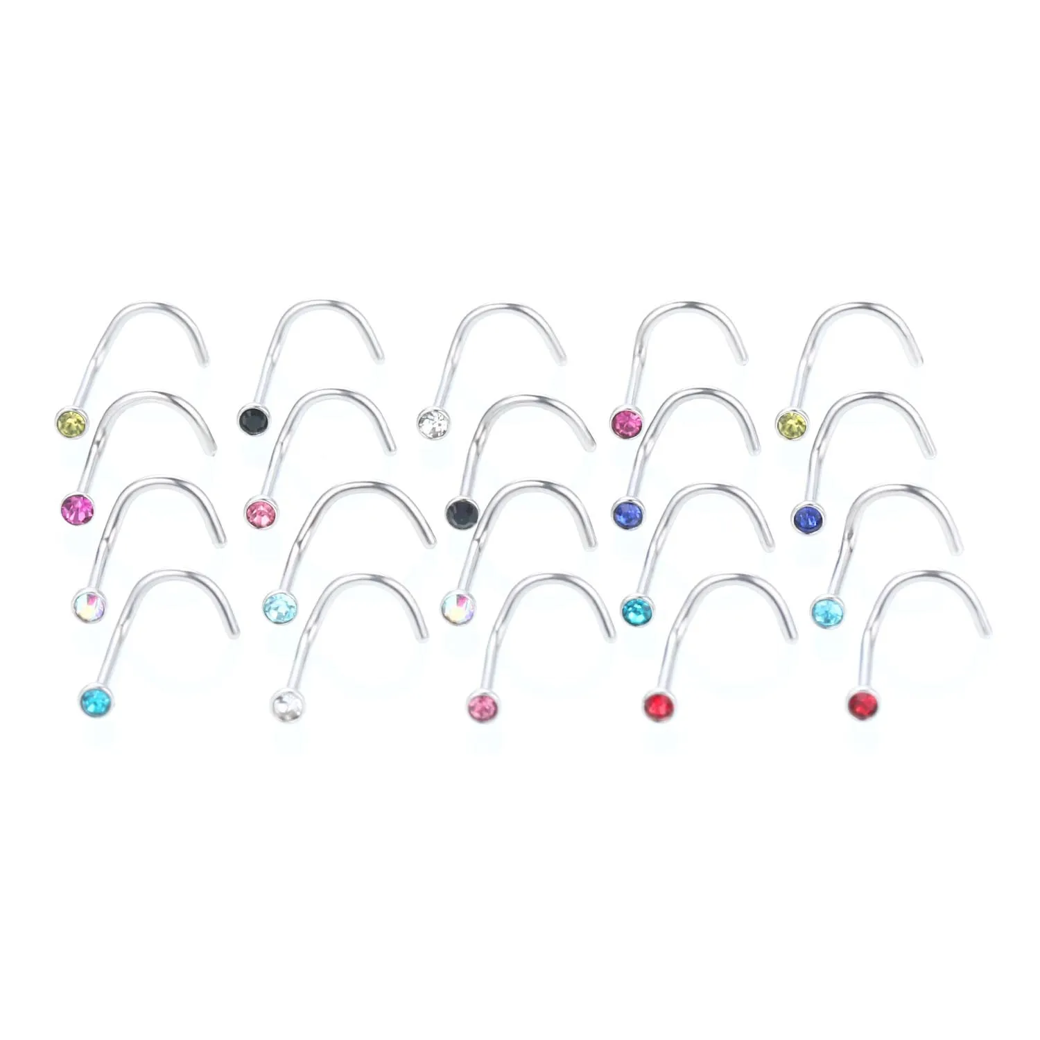 Stainless Steel  CZ Nose Nail Multi-color Style European and American Popular Nose Stud Piercing Jewelry