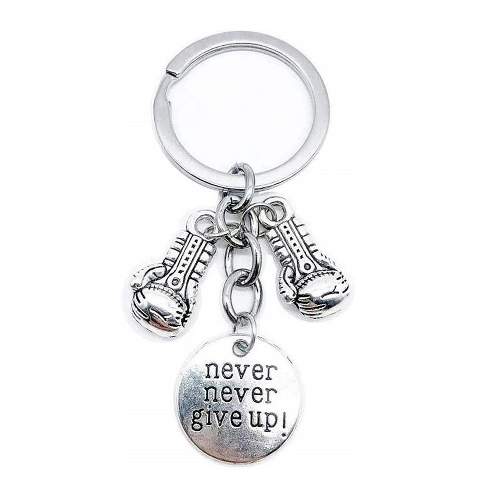 

2 pcs Inspirational Metal Keychain Boxing Gloves Shape Durable Electroplated Teammates Gift Accessories