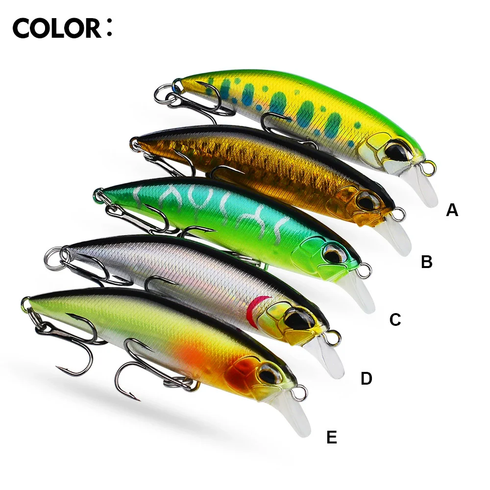 

PROBEROS 1pcs Fishing Lure 5cm-3.8g 7cm-8g Hard Plastic Minnow Lure 5 Color Crankbait Fishing Bait 10# 8# Treble hook dw605