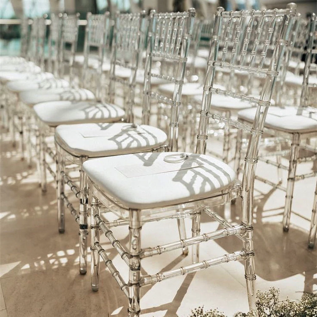 Transparent acrylic event party dining sale acrylic plastic chiavari crystal clear wedding chair wholesale