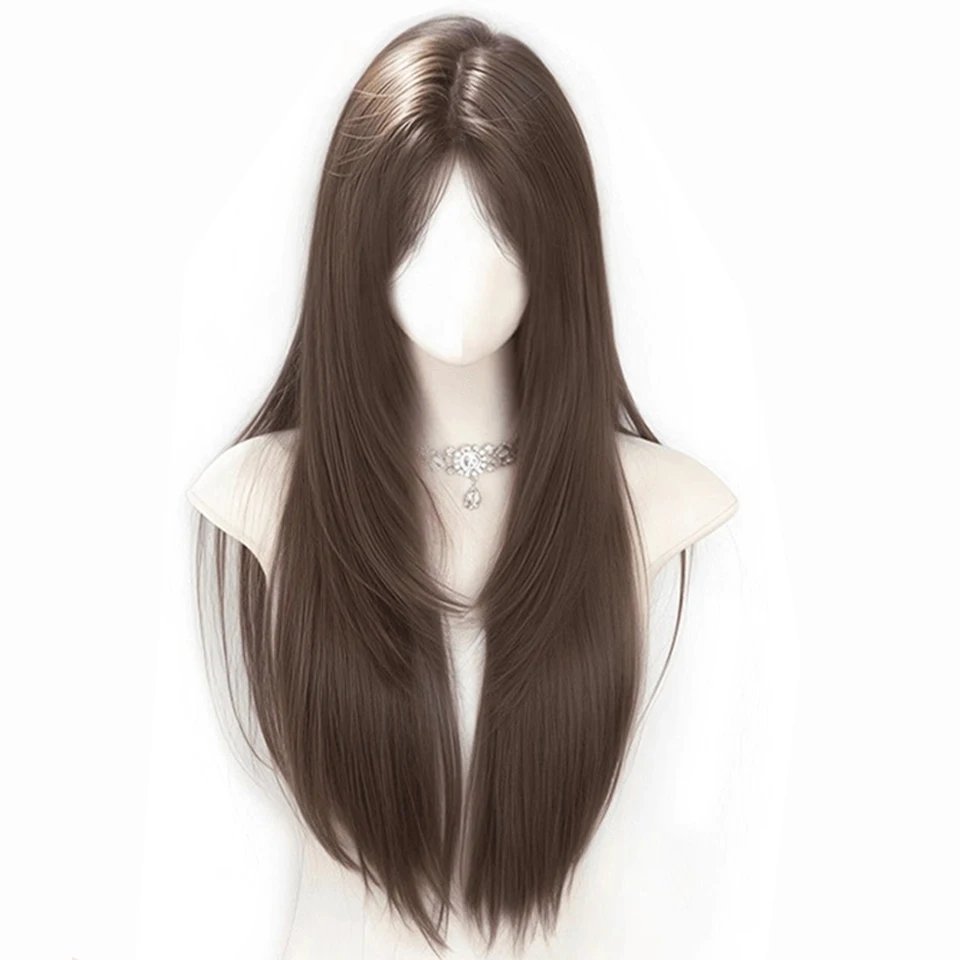 Synthetic Wig Female Long Straight Hair Wig High-Level Natural Fashion Long Straight Hair Wig Heat-Resistant Hair for Daily Use image 5