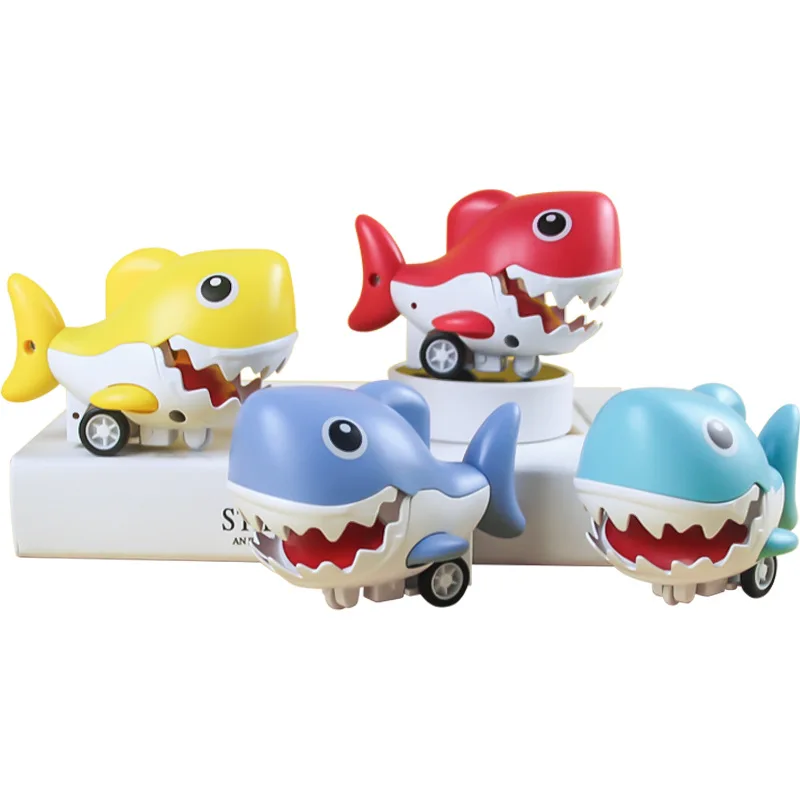 Children\'s Educational Toy Press And Slide The Little Shark Car Simulation Cartoon Cute Shark Car Children Birthday Gift