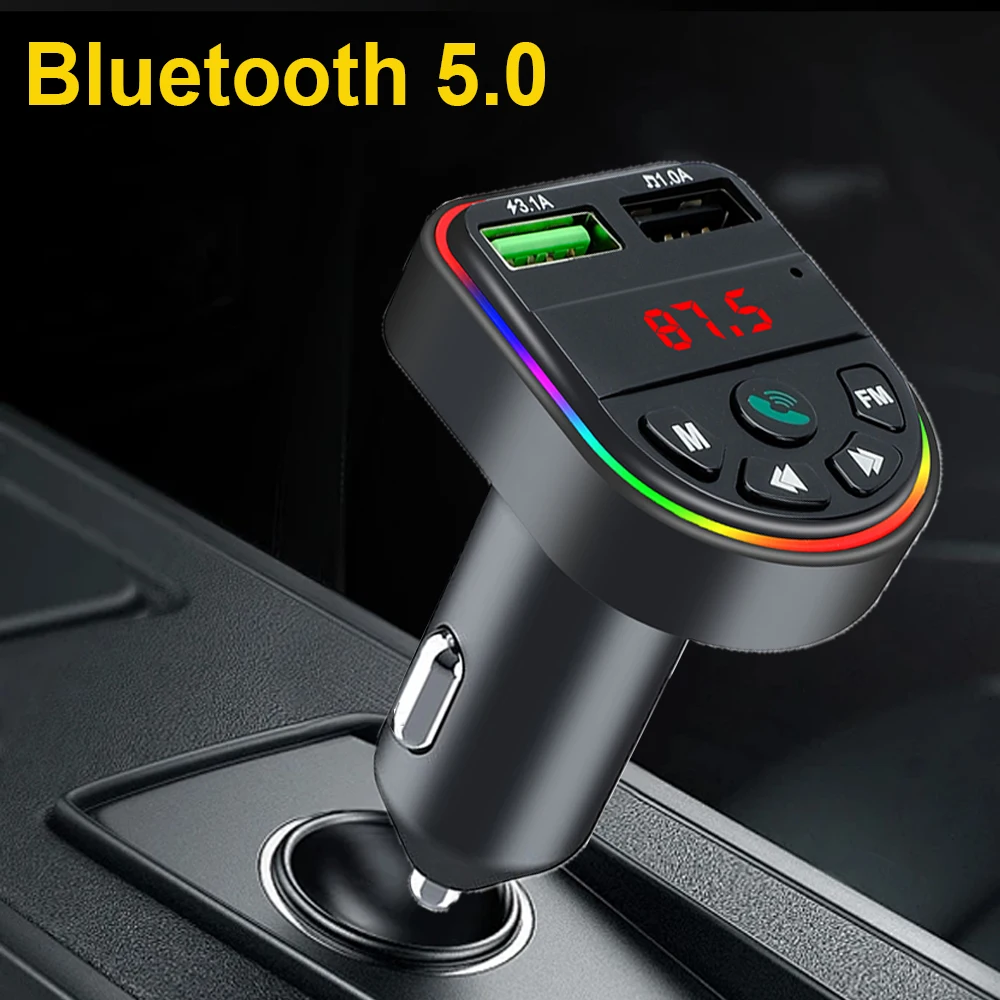 FM Transmitter 4.1A Bluetooth Handsfree Car Kit Dual USB Car Charger 3.1A 1A Wireless Audio Receiver U-disk Mp3 Music Player