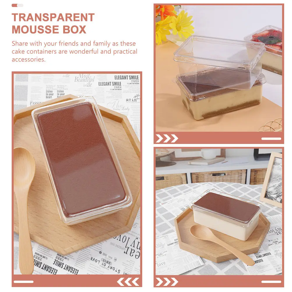 25Pcs Transparent Tiramisu Box Stackable Mousse Cake Holder for Cake Storage Dessert Display Clear Present Box