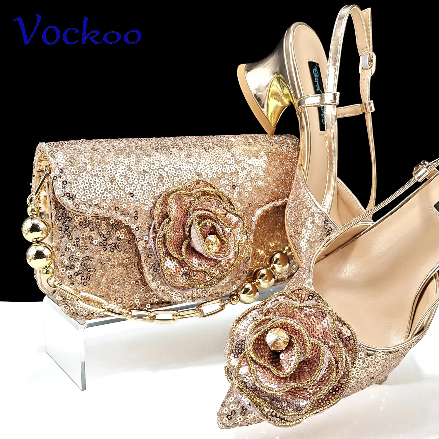 

Fashion Style Italian Ladies Lovely Shoes and Bag to Match Set in Peach Color 2024 Specials Mid Heels for Dress