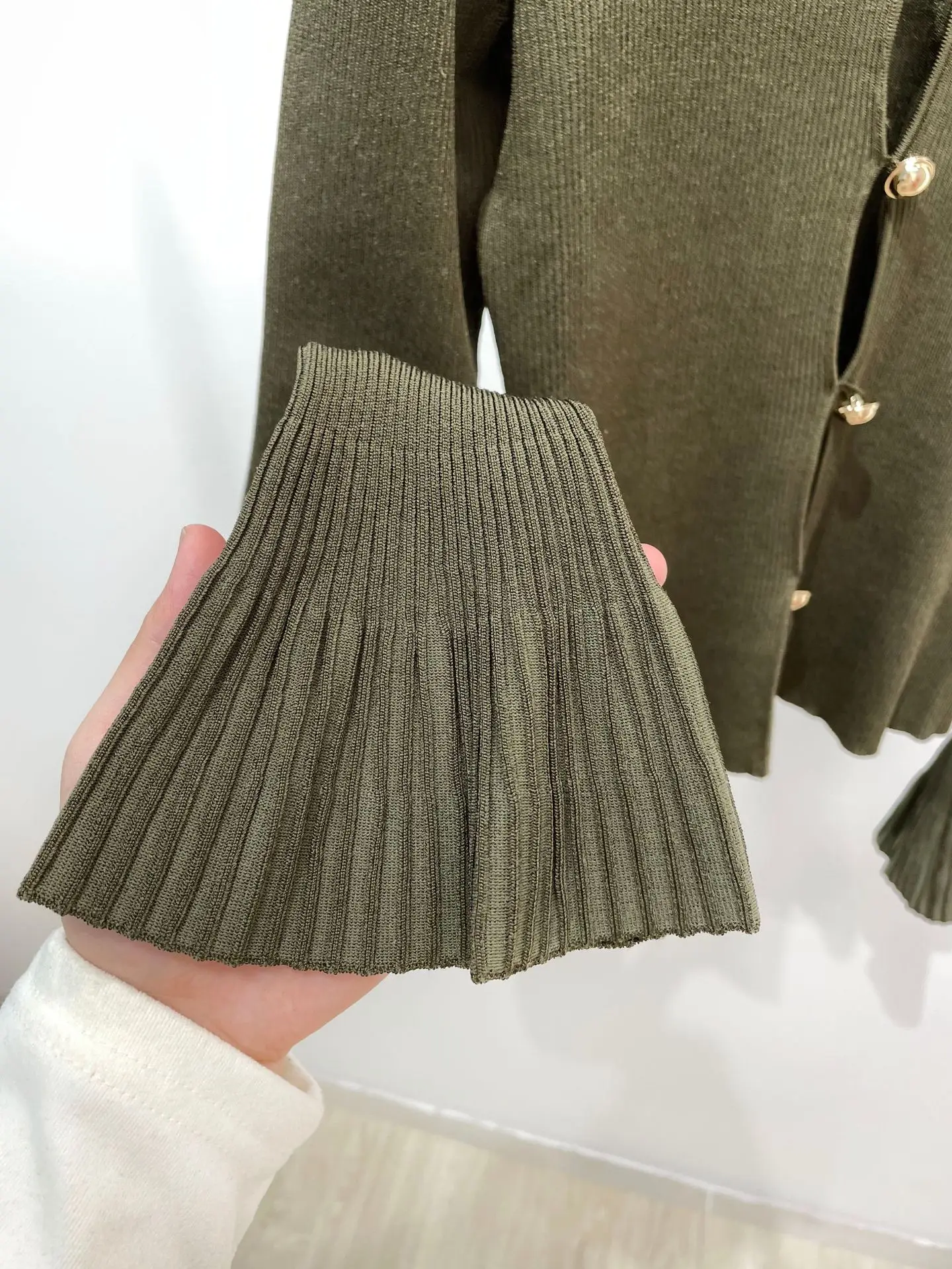 

Women Knit Sweater Front Hollow out Turn-Down Collar Cardigan + High Waist Midi Skirt 2026 Spring
