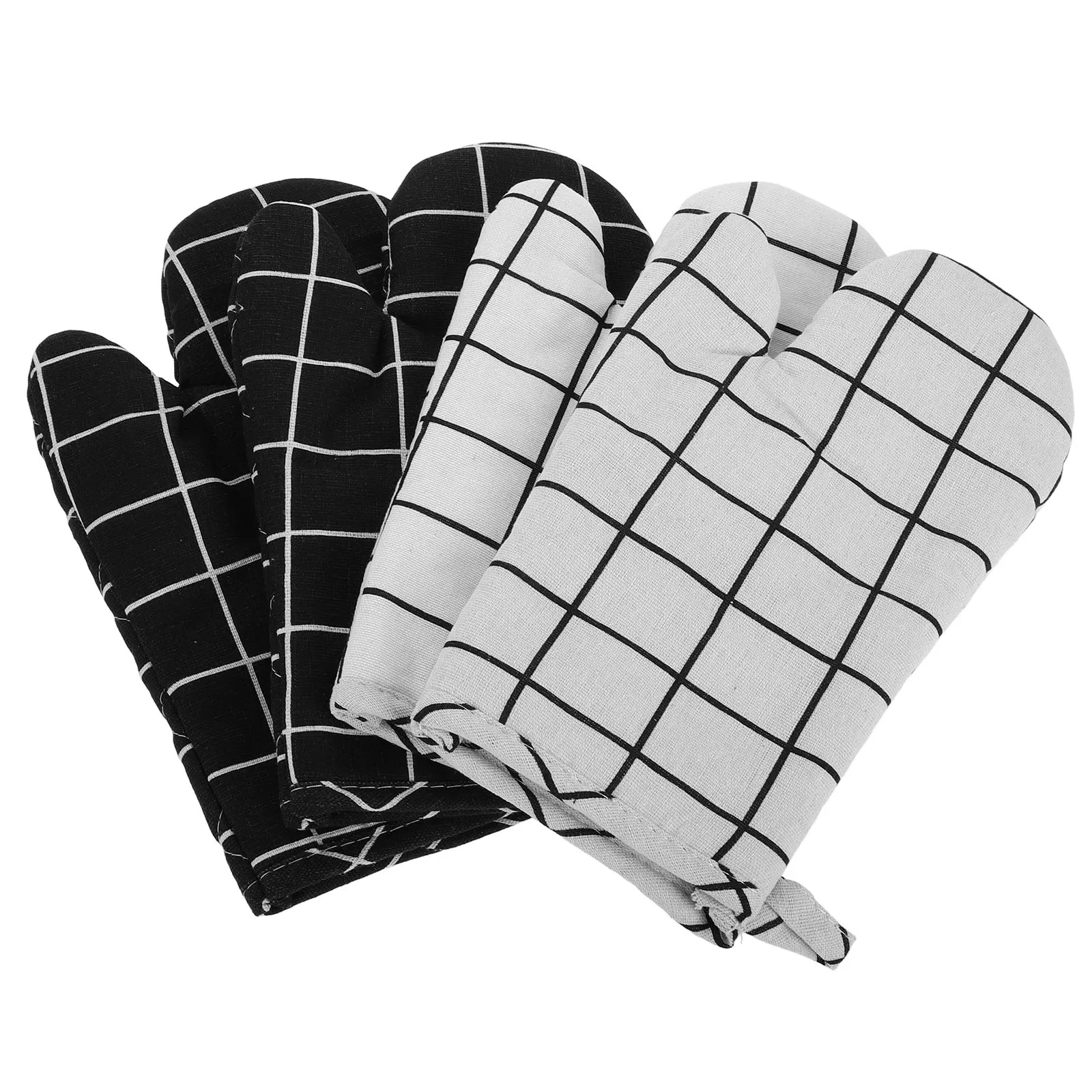 

4pcs Oven Mitts High Heat Resistance Insulation Gloves Nordic Cotton Linen Kitchen Mitt for Oven Scalding Gloves Heat Resistant