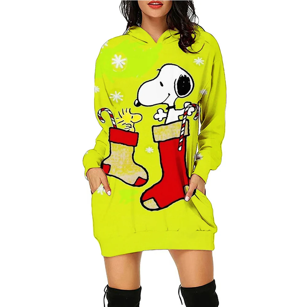 New Christmas Snoopy Printed Hoodie Sportswear Women\'s Christmas Printed Hoodie Dress Casual Fashion Street Women\'s Wear