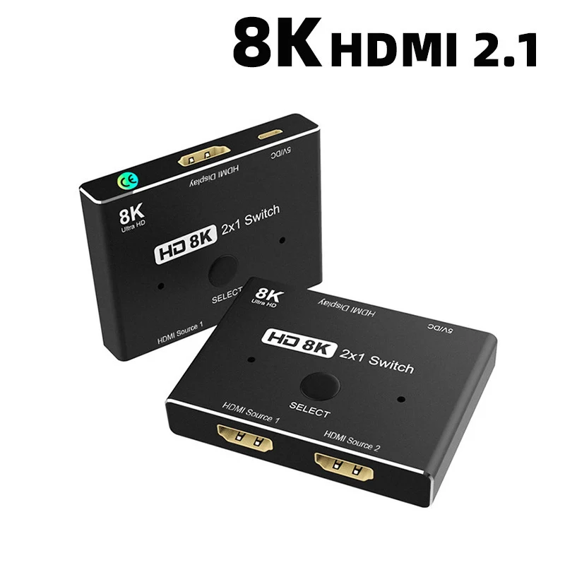 8K HDMI2.1 KVM Switch ,Ultra HD 8K 48Gbps Directional Switch 2 in 1out Splitter Converter Compatible with Xbox PS5 Monitors