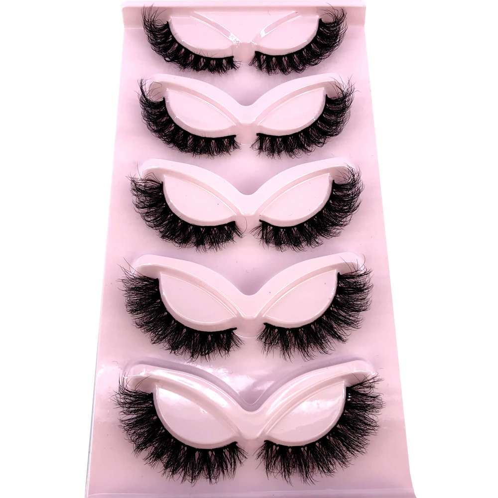 HBZGTLAD New 5 pairs Eyelashes 3D Natural False Lashes Fluffy Soft Cross Manga Lashes Wispy Natural Eyelash Extension Makeup