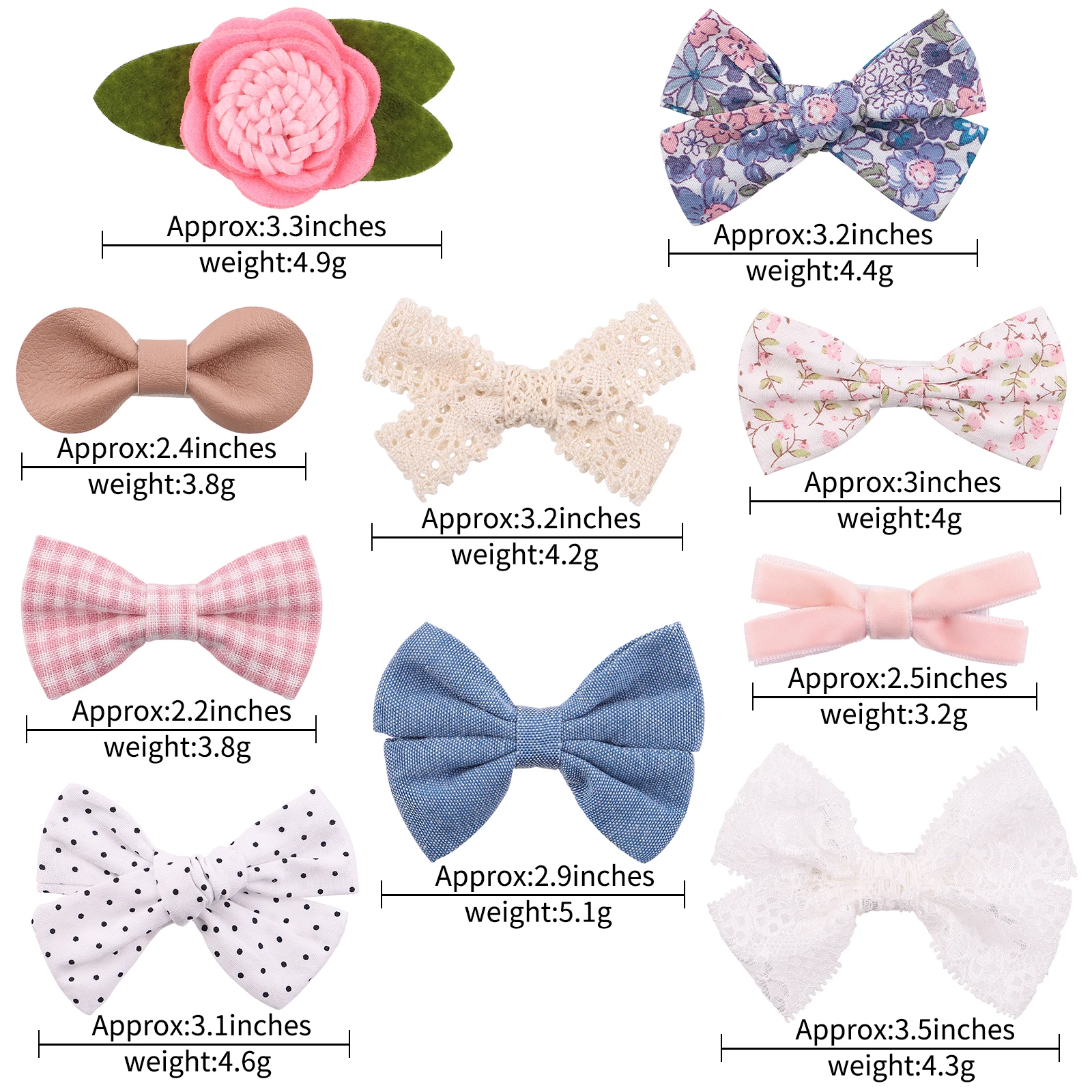 4Pcs/Set Floral Hair Clip Set Girl Cute Bow Flower Lace Trimming Headwear Cartoon Hair Clips Hairpin Headdress Hair Accessories