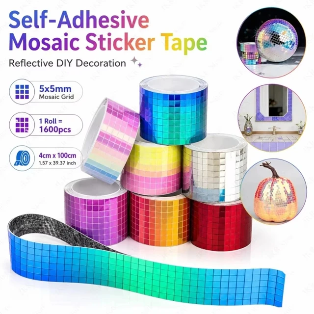 4x100cm DIY Mosaic Mirror Tile Stickers Self Adhesive Wall Decoration Kit 3D Background Decor For Party Holiday Craft Home New 3