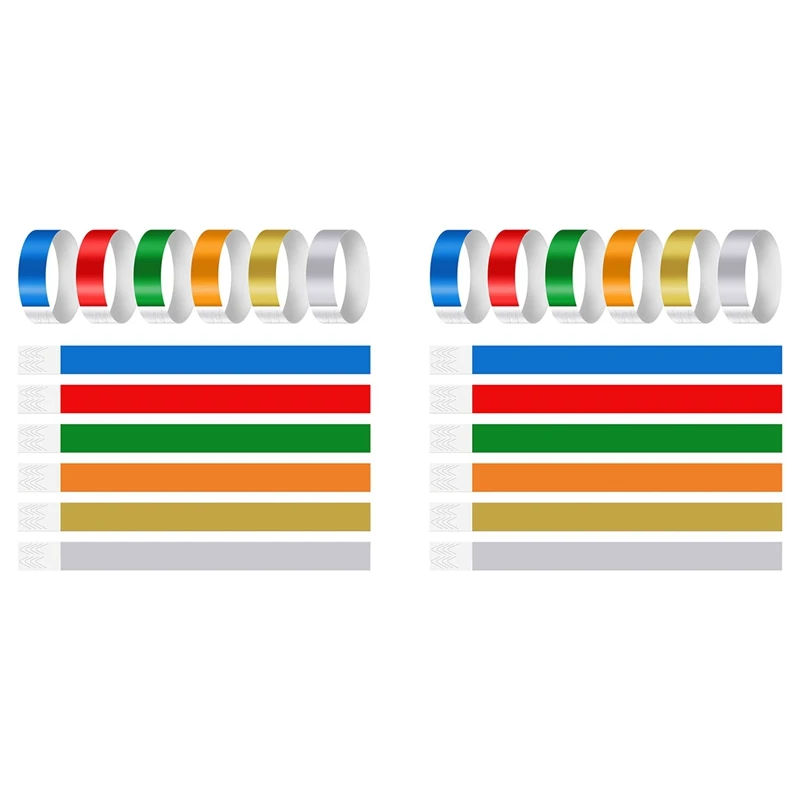 Pulseras de colores neón para eventos, muñequeras ligeras e impermeables de papel sintético para identificación de actividades, 1200 piezas