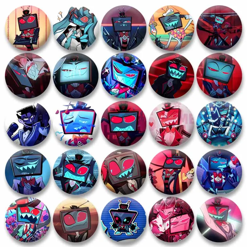 Funny Cartoon Figure Vox Brooch Anime Heellaverse Cosplay Badges Plastic Button Pins Hat Bag Jewelry Accessories Gifts for Kids
