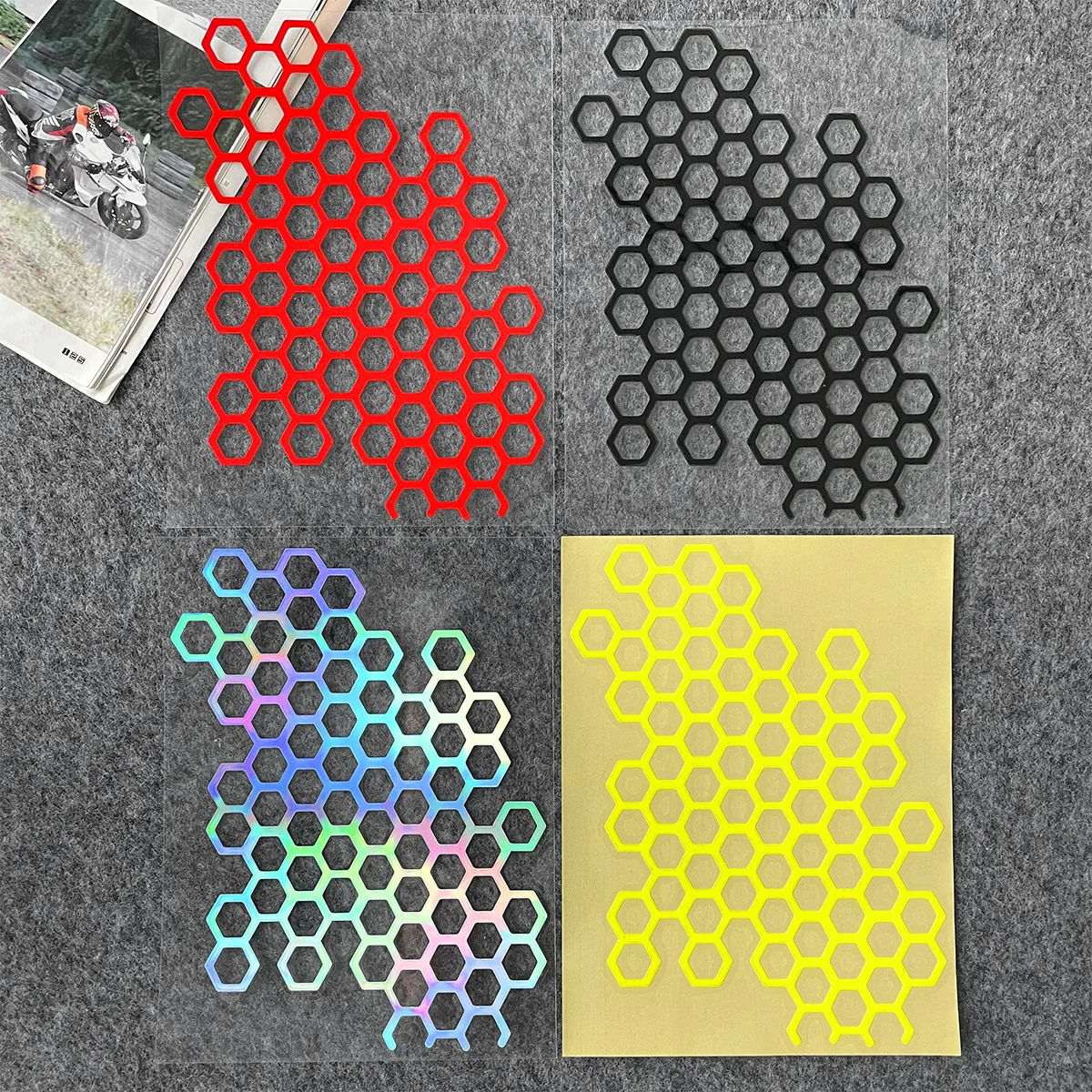 ملصقات سيارة قرص العسل للدراجات النارية الكهربائية ، ذيل رائع معدل ، ملصقات سيارة على شكل شبكة ، تصميم مفتوح ، من من من من من من x من من من من من من من العسل ، #6