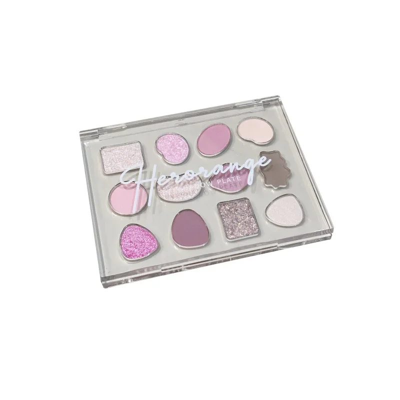 Smoky Retro 12 สีอายแชโดว์ Palette Delicate Powdery Non-Fly Powder Pearlescent Fine Glitter ธรรมชาติที่ครอบคลุม Palette