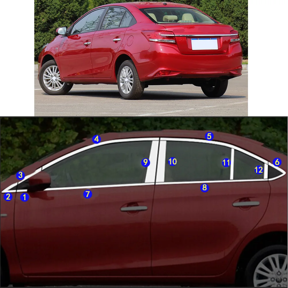 

Car Sticker Garnish Pillar Window Middle Strip Trim Frame Hoods Parts For Toyota Vios/Yaris Sedan 2014 2015 2016 2017 2018
