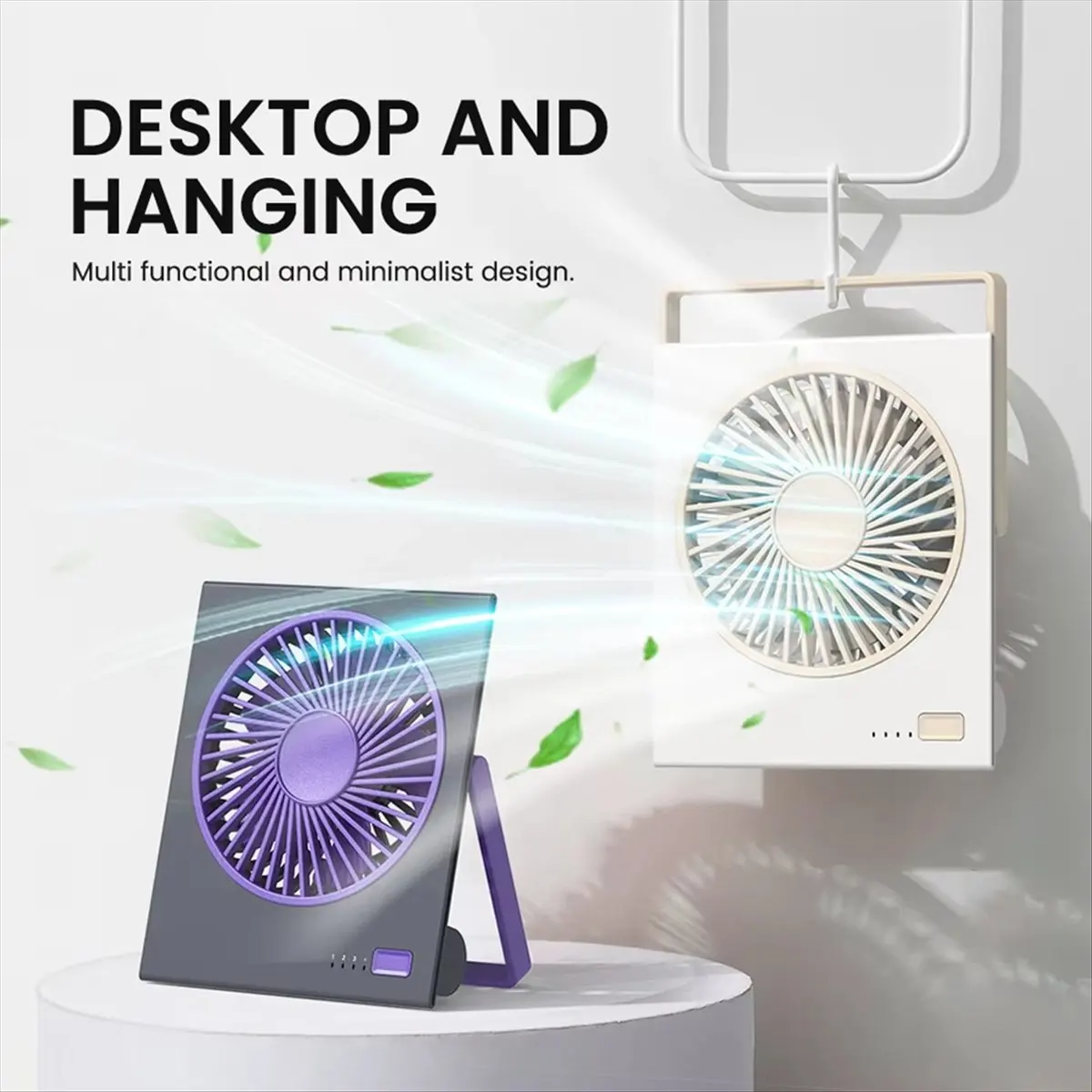 [Vend for]Desk Fan Portable USB Rechargeable Fan Mini Portable Fan for Camping 4 Speeds Quiet Table Personal Fan Wall Mounted B